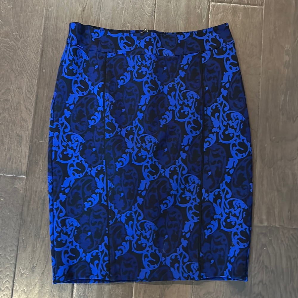 Blue and black pencil skirt